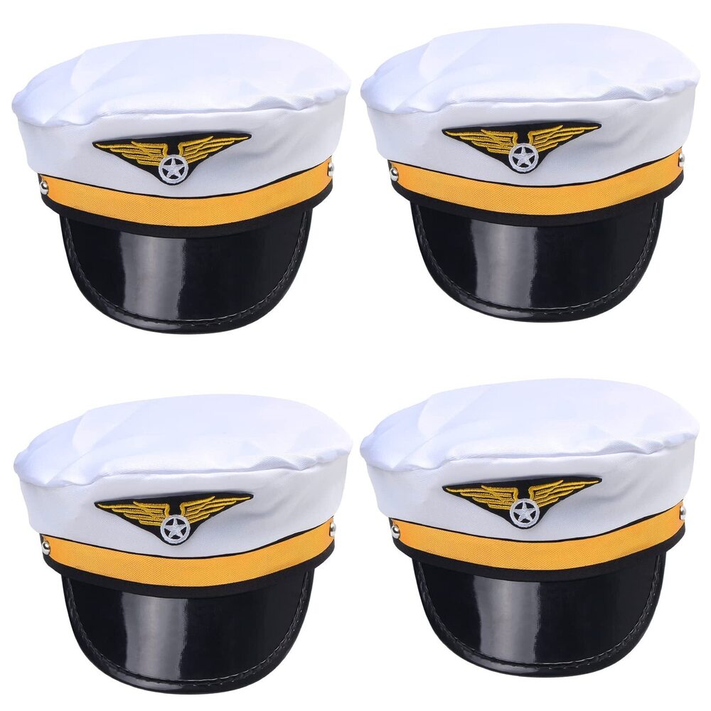 4778 Pack of 4 Captain Pilot Hat Cap Airline Pilot Captain Aviator Airplane
